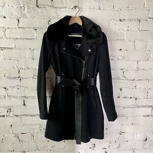 Guess Black Belted Trench Coat